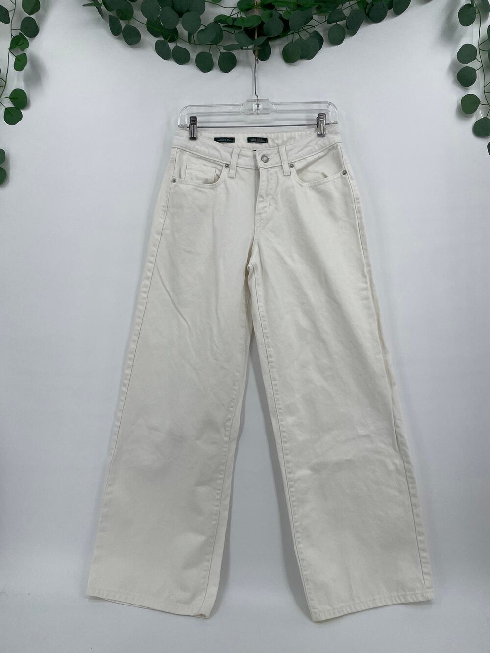 Wild Fable Off White Low Rise Baggy Wide Leg Zipper Denim Jeans Size 4/R